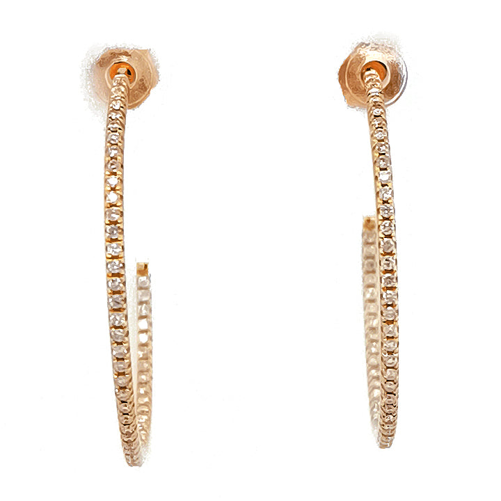 0.31 Cts White Diamond Earring in 14K Yellow Gold