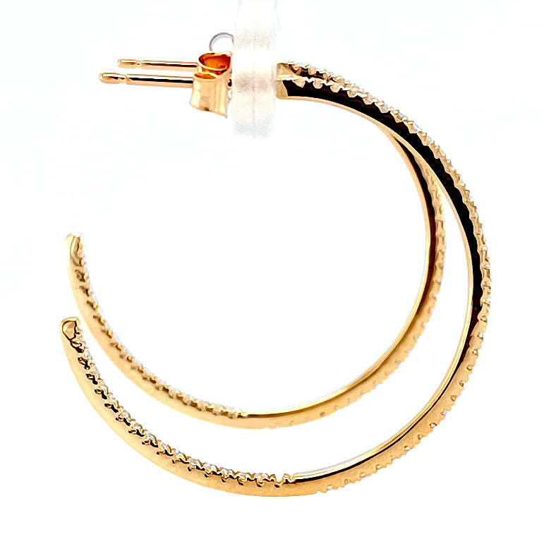 0.31 Cts White Diamond Earring in 14K Yellow Gold