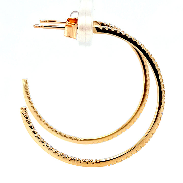 0.31 Cts White Diamond Earring in 14K Yellow Gold