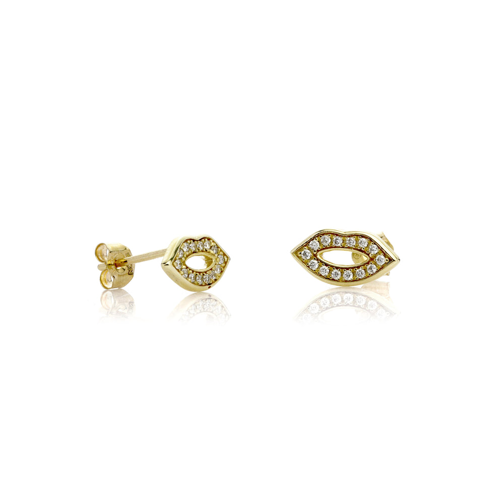 0.11 Cts White Diamond Earring in 14K Yellow Gold