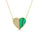 0.14 Cts White Diamond and Malachite Necklace in 14K Yellow Gold