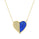 0.14 Cts White Diamond and Lapis Necklace in 14K Yellow Gold