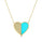 0.14 Cts White Diamond and Turquoise Necklace in 14K Yellow Gold