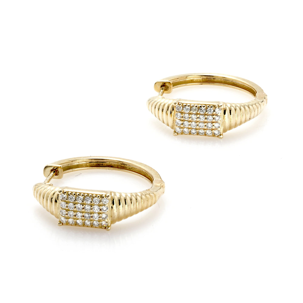 0.19 Cts White Diamond Earring in 14K Yellow Gold
