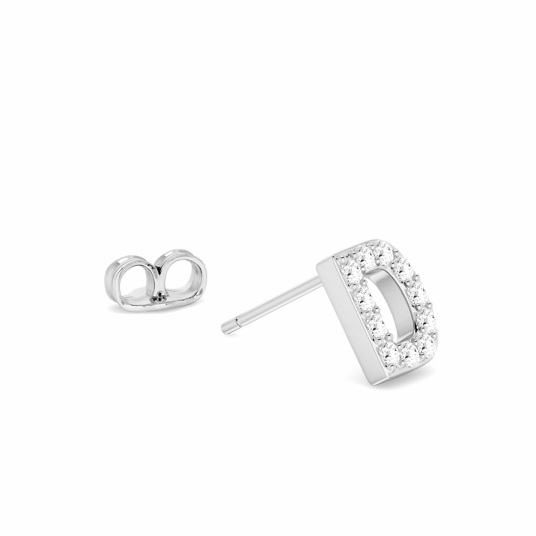 0.06 Cts White Diamond Letter "D" Single Sided Earring in 14K Gold