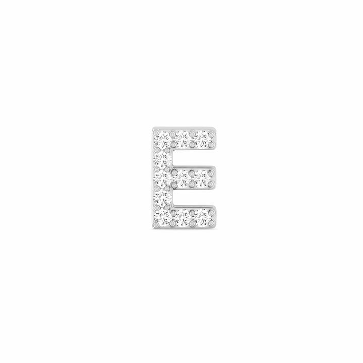 0.06 Cts White Diamond Letter "E" Single Sided Earring in 14K Gold