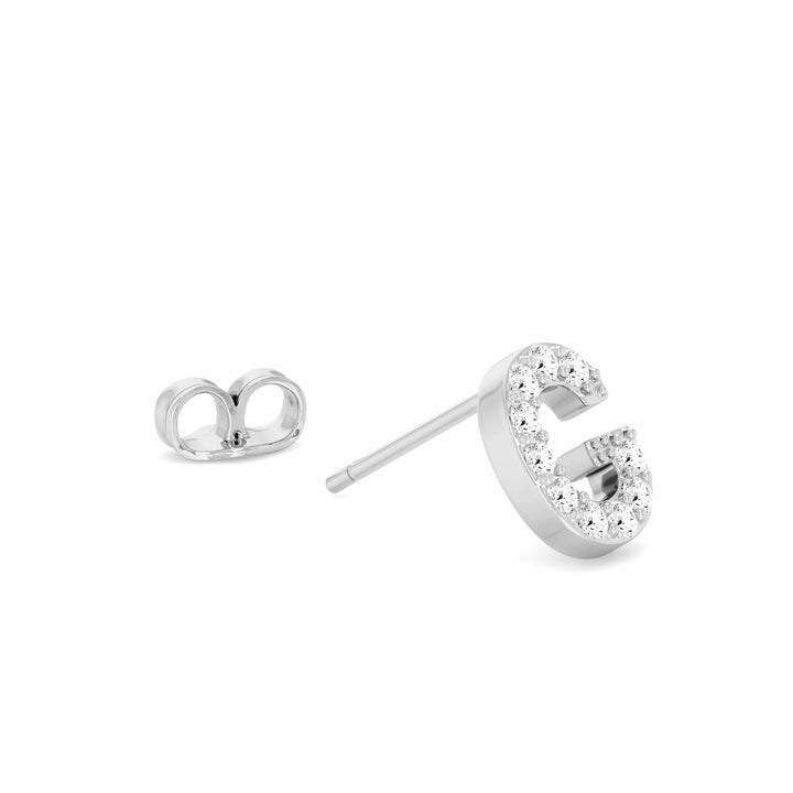 0.05 Cts White Diamond Letter "G" Single Sided Earring in 14K Gold