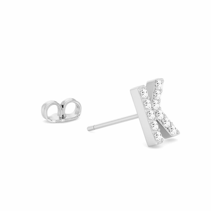 0.06 Cts White Diamond Letter "K" Single Sided Earring in 14K Gold