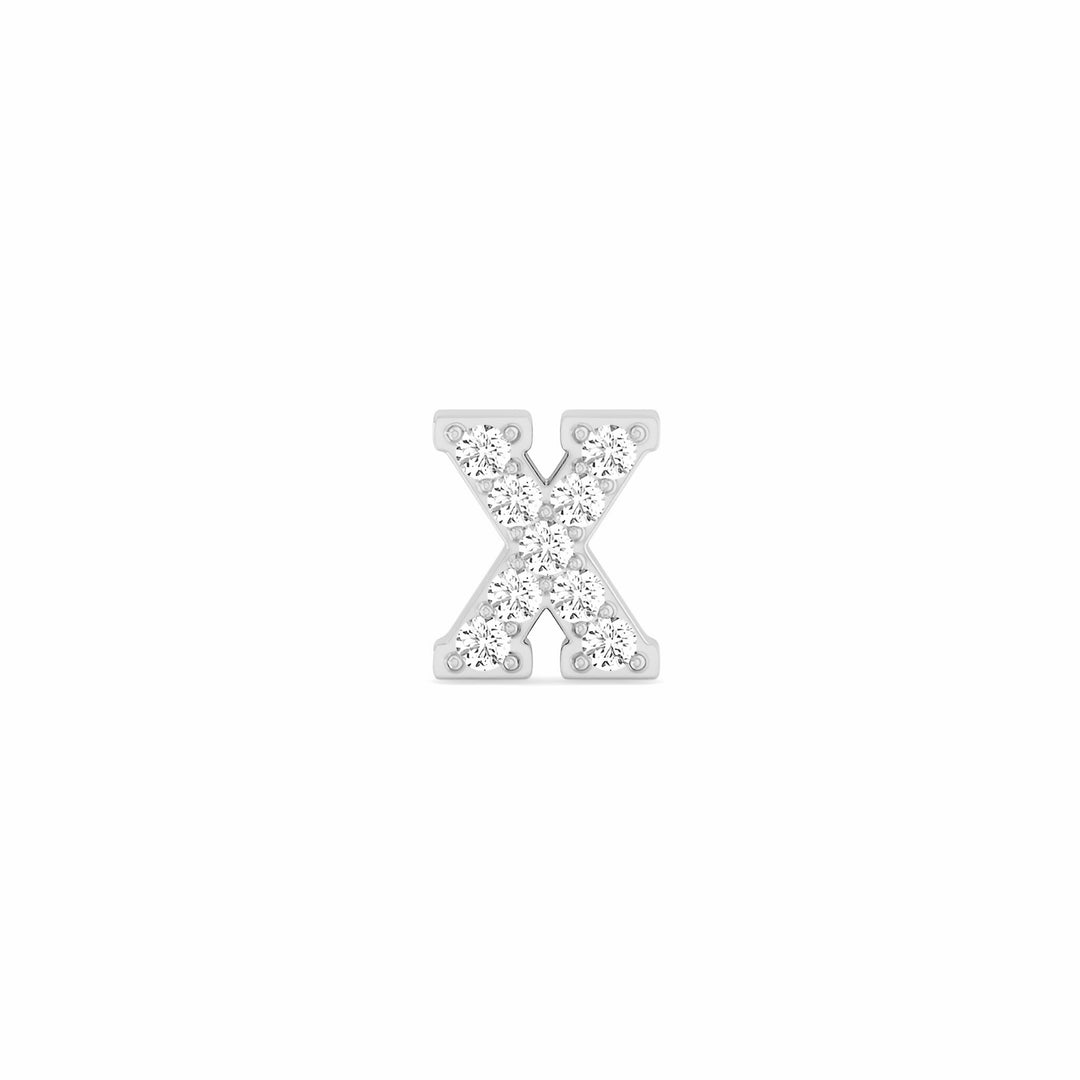 0.05 Cts White Diamond Letter "X" Single Sided Earring in 14K Gold