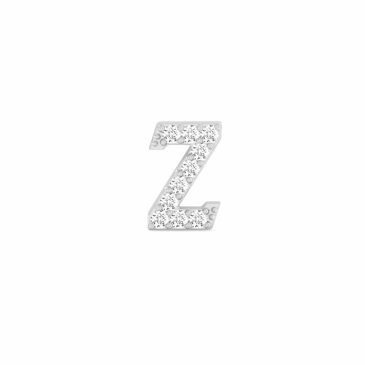 0.05 Cts White Diamond Letter "Z" Single Sided Earring in 14K Gold