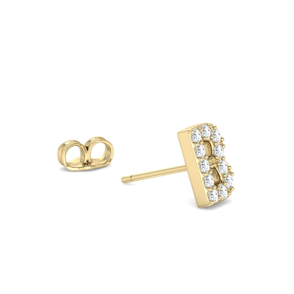 0.06 Cts White Diamond Letter "B" Single Sided Earring in 14K Gold
