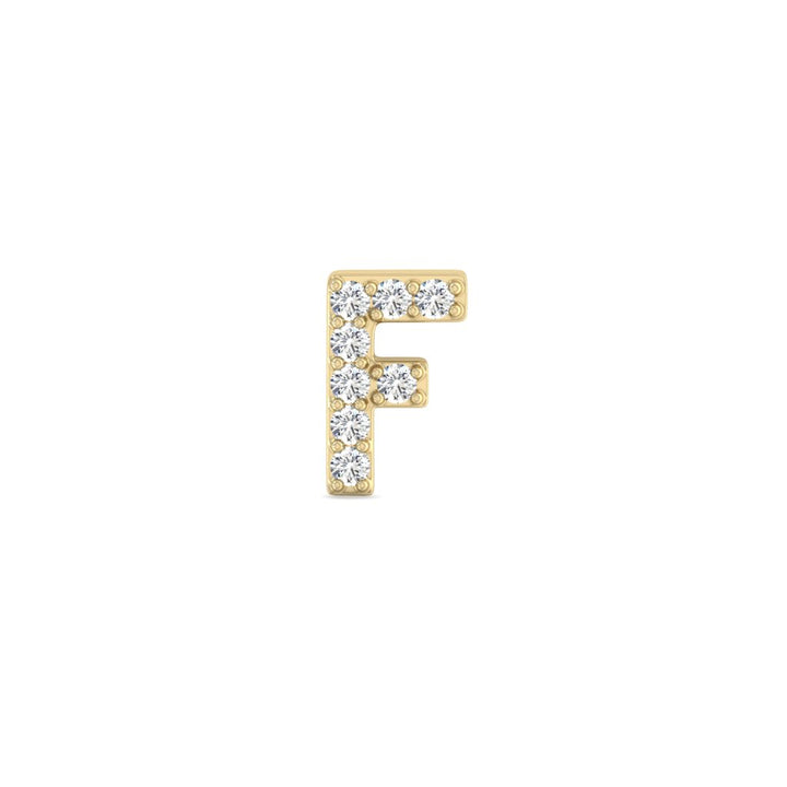 0.04 Cts White Diamond Letter "F" Single Sided Earring in 14K Gold