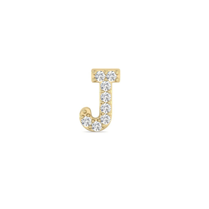 0.04 Cts White Diamond Letter "J" Single Sided Earring in 14K Gold