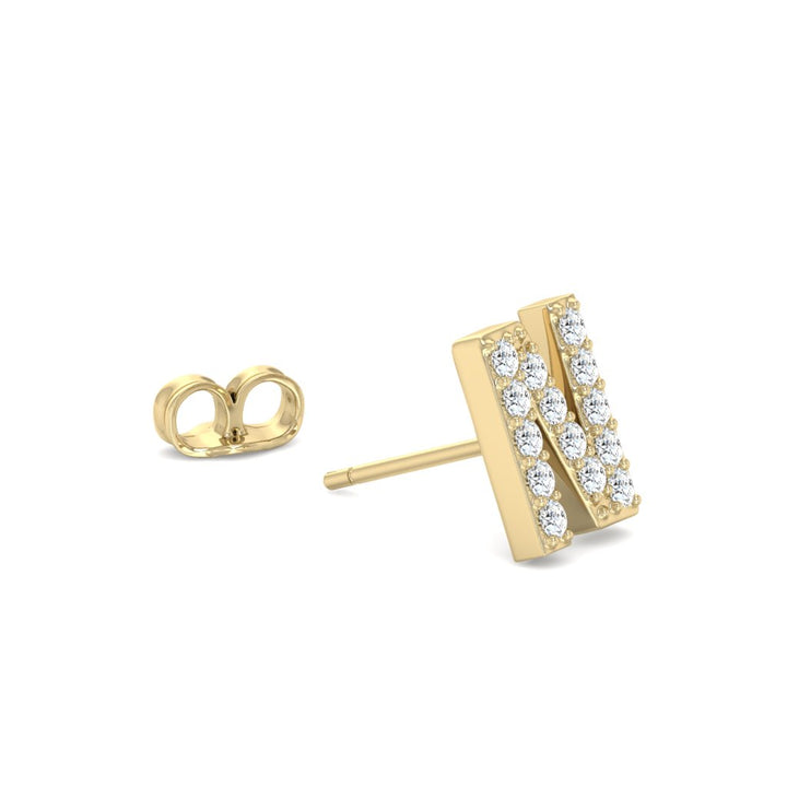0.07 Cts White Diamond Letter "N" Single Sided Earring in 14K Gold