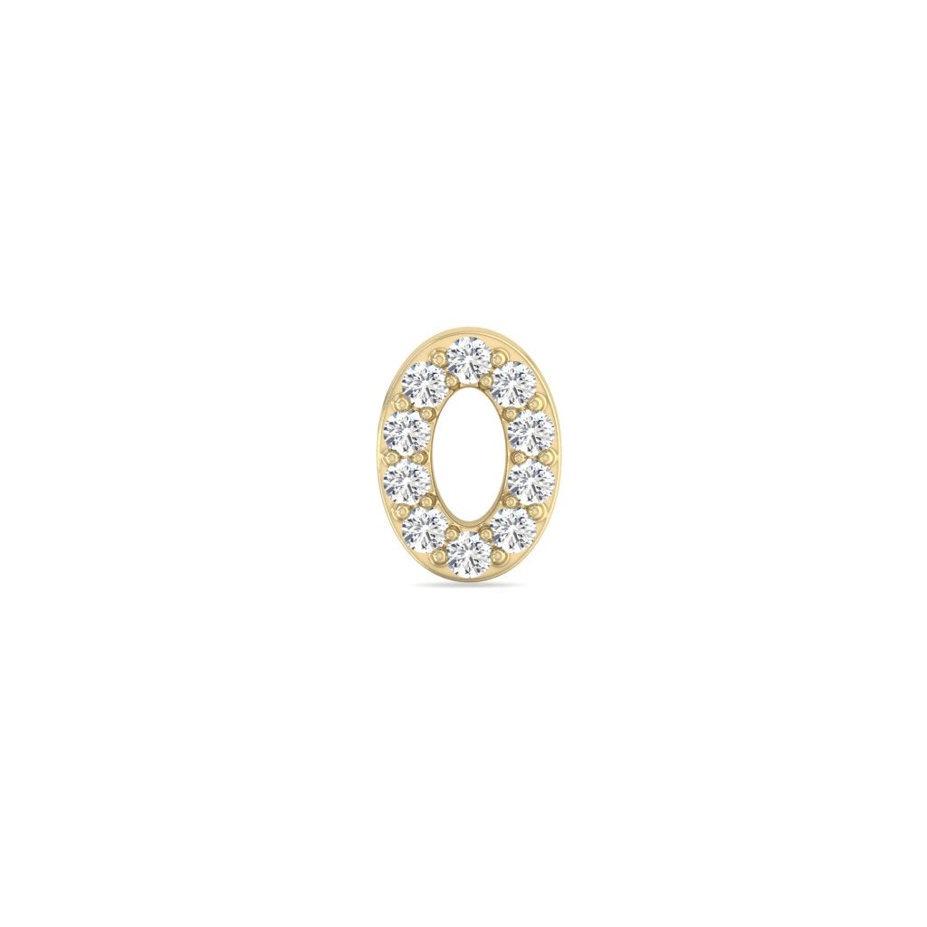 0.05 Cts White Diamond Letter "O" Single Sided Earring in 14K Gold
