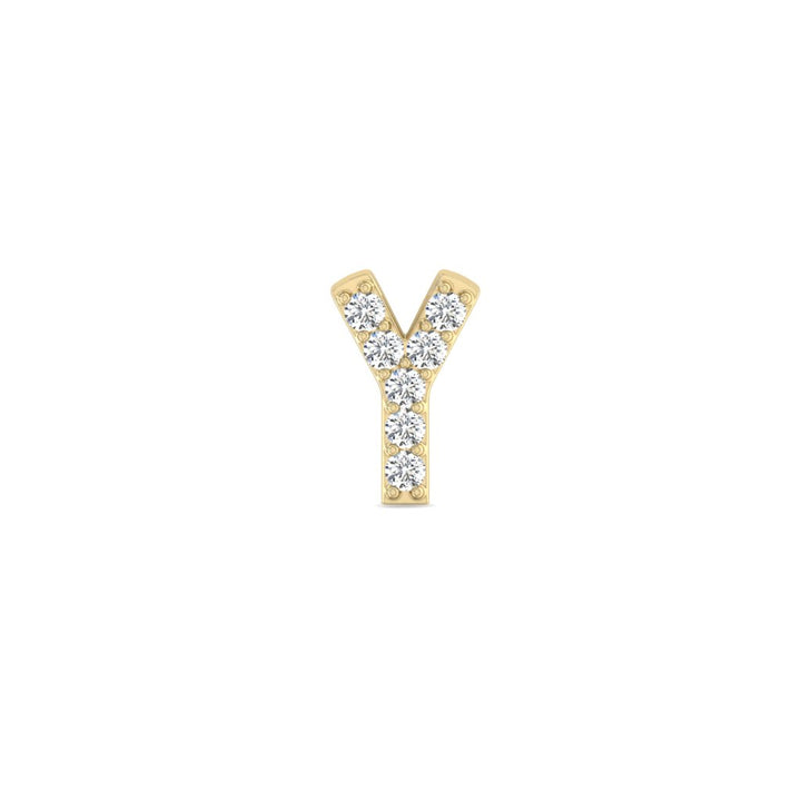 0.04 Cts White Diamond Letter "Y" Single Sided Earring in 14K Gold