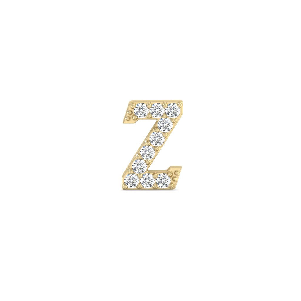 0.05 Cts White Diamond Letter "Z" Single Sided Earring in 14K Gold