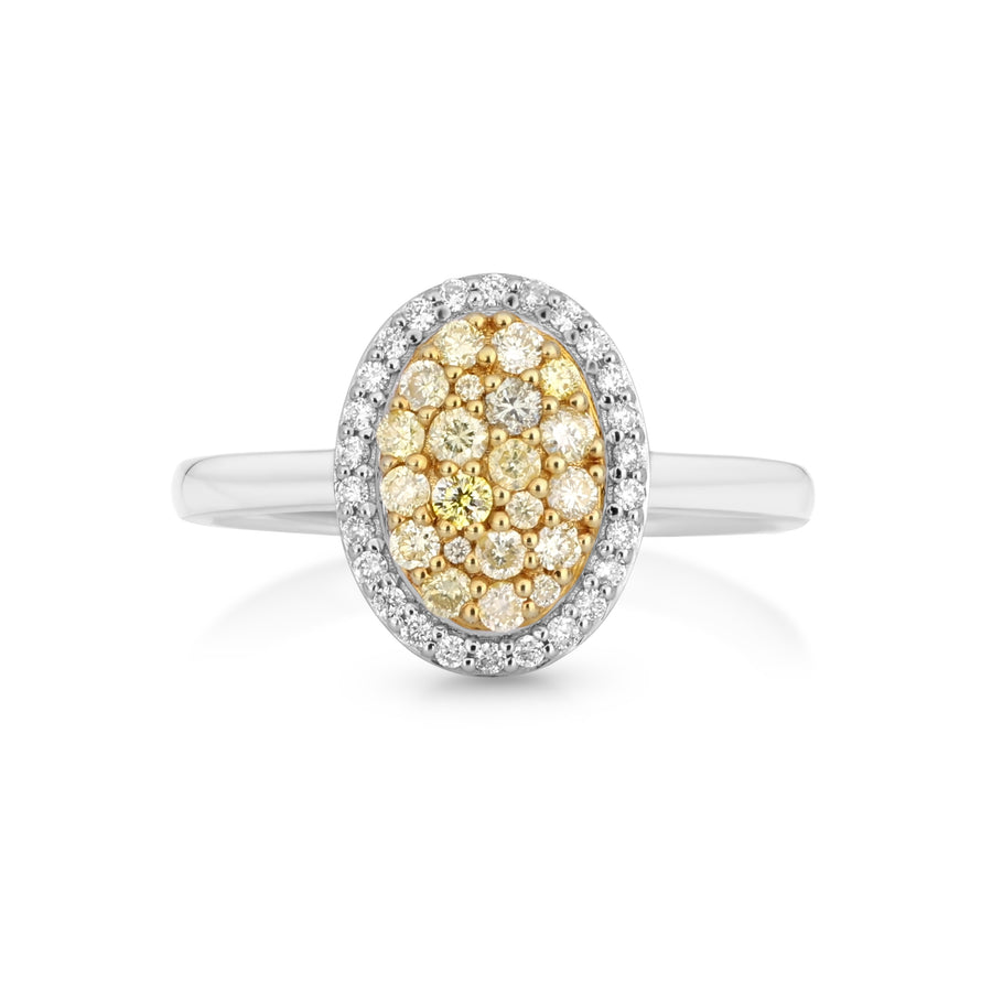 0.47 Cts Yellow Diamond and White Diamond Ring in 14K Two Tone