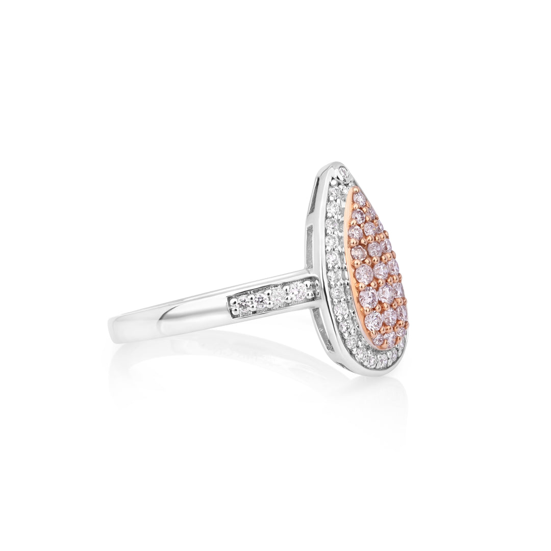 0.34 Cts Pink Diamond and White Diamond Ring in 14K Two Tone