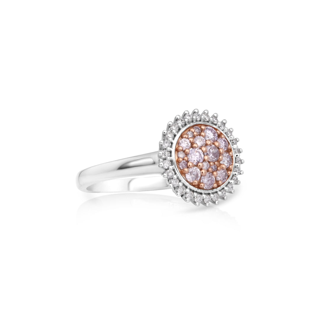 0.43 Cts Pink Diamond and White Diamond Ring in 14K Two Tone