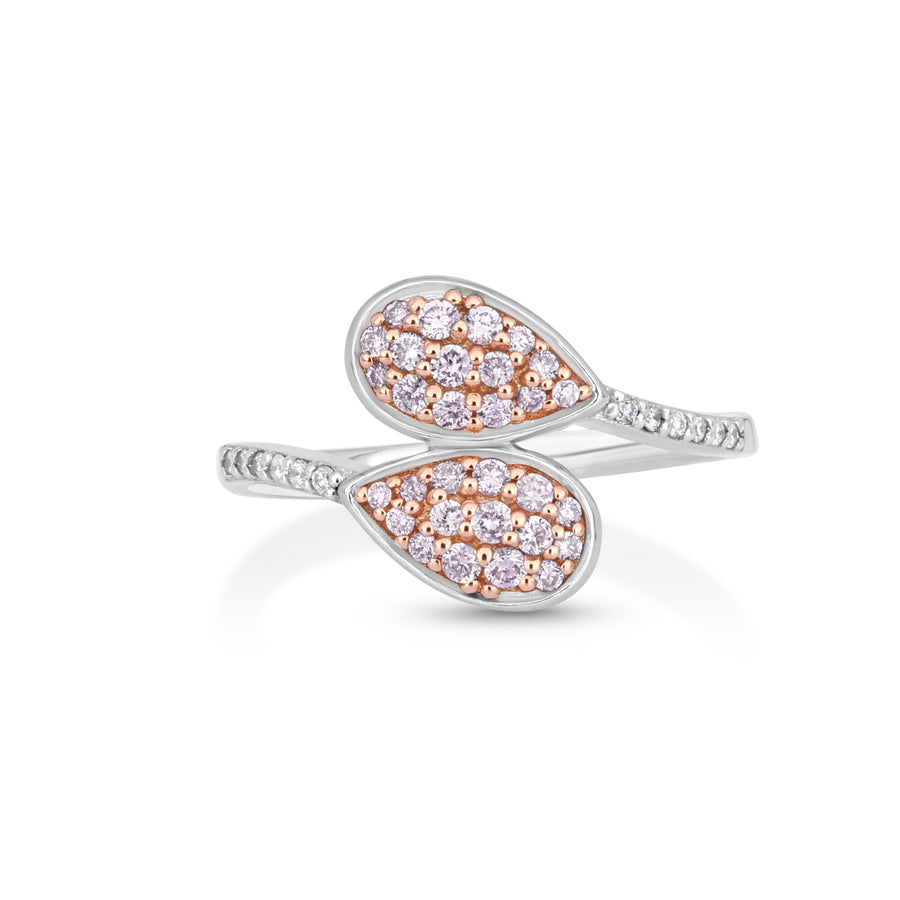 0.38 Cts Pink Diamond and White Diamond Ring in 14K Two Tone