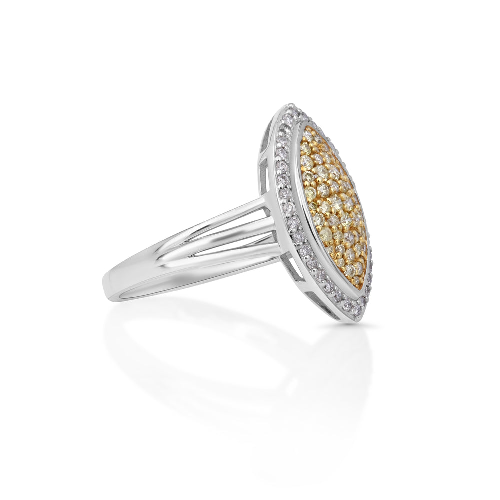 0.34 Cts Yellow Diamond and White Diamond Ring in 14K Two Tone