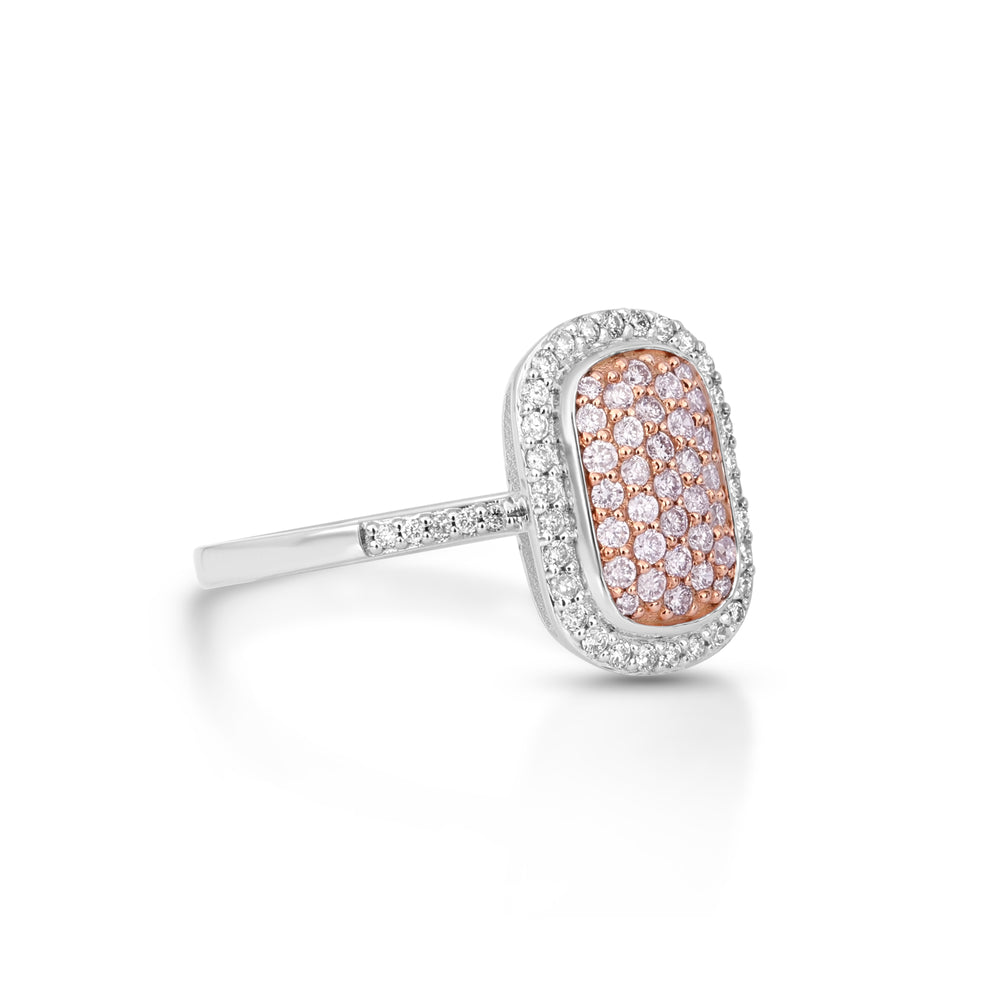 0.35 Cts Pink Diamond and White Diamond Ring in 14K Two Tone