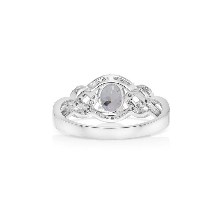0.77 Cts UV Mint Garnet and White Diamond Ring in 14K White Gold