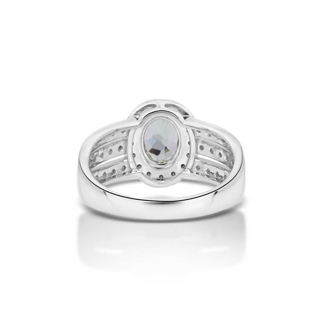 1.26 Cts UV Mint Garnet and White Diamond Ring in 14K White Gold