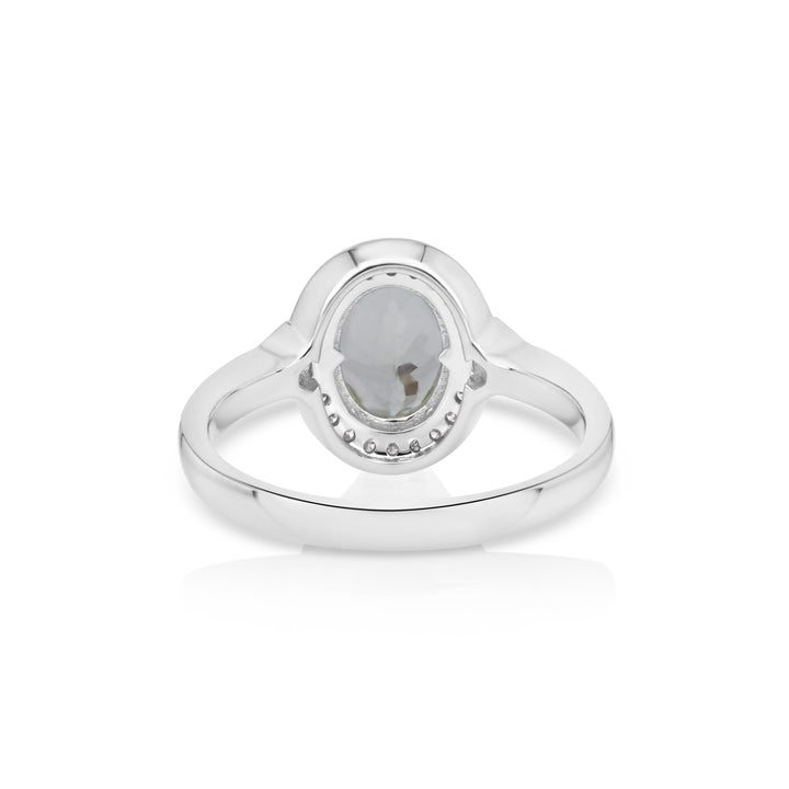 1.85 Cts UV Mint Garnet and White Diamond Ring in 14K White Gold