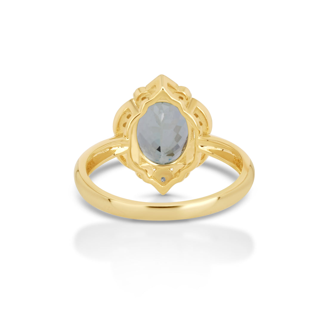 3.03 Cts UV Mint Garnet and White Diamond Ring in 14K Yellow Gold