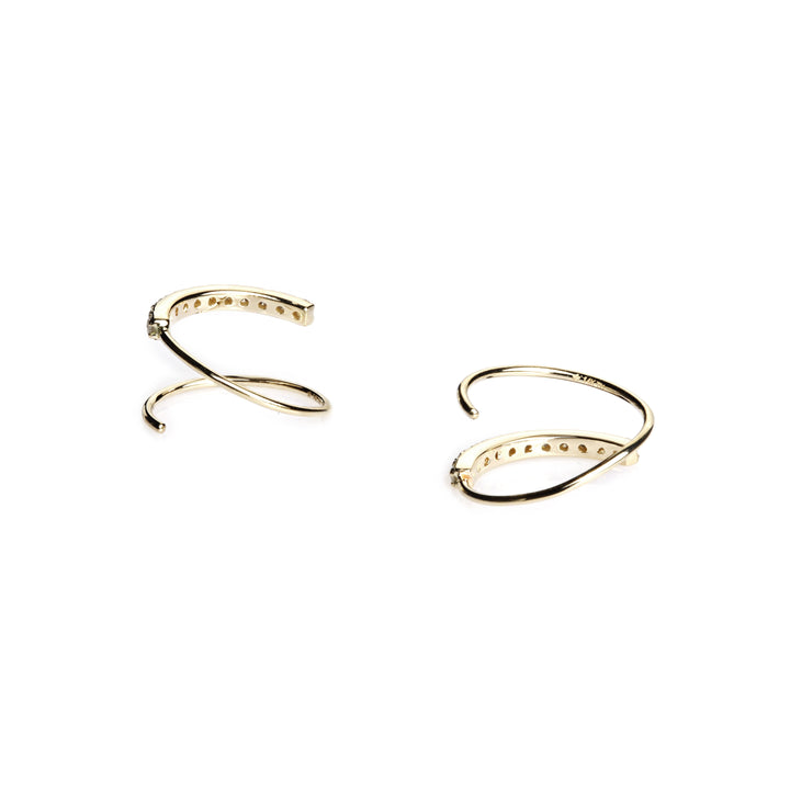 0.17 Cts White Diamond Swirl Earring in 14K Yellow Gold