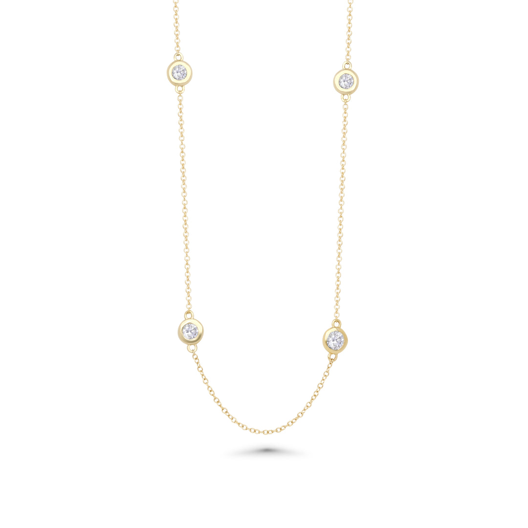 0.23 Cts White Diamond Necklace in 14K Yellow Gold