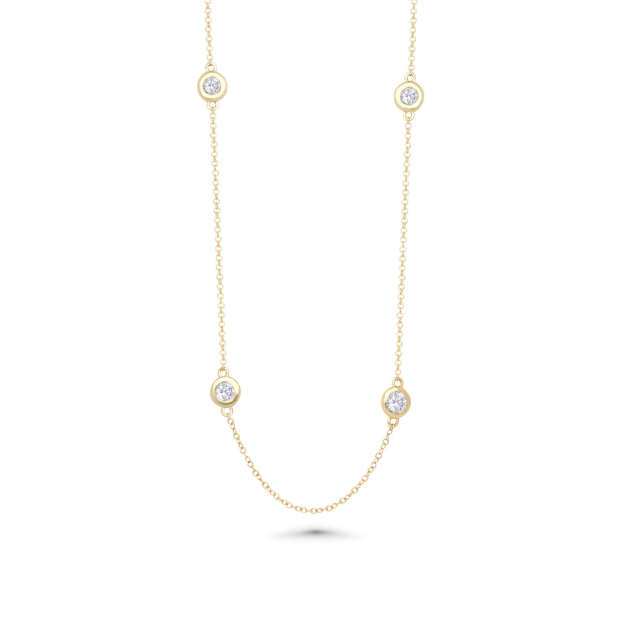 0.23 Cts White Diamond Necklace in 14K Yellow Gold