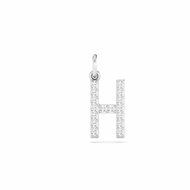 0.08 Cts White Diamond Letter "H" Pendant W/0 Chain in 14K Gold