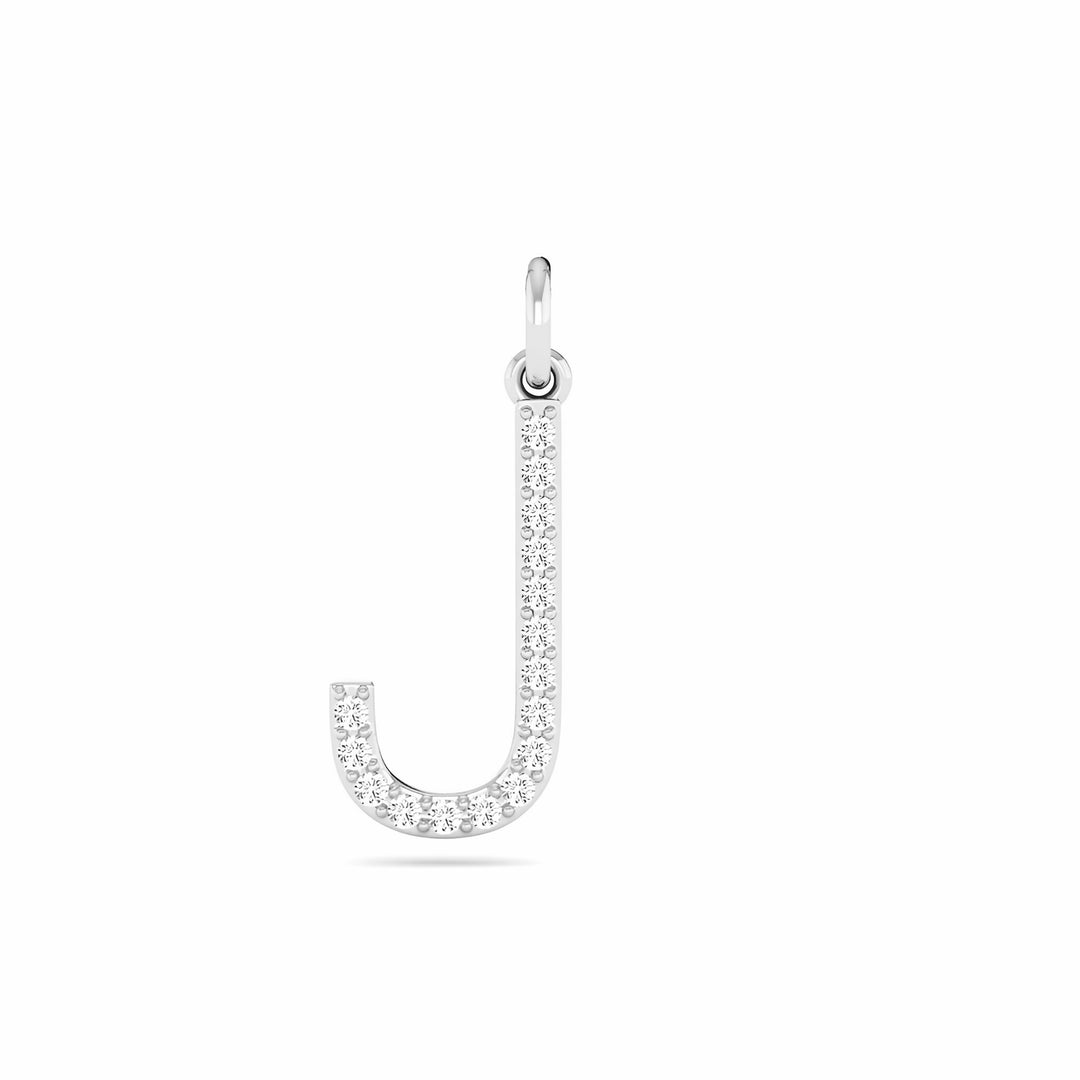 0.08 Cts White Diamond Letter "J" Pendant W/0 Chain in 14K Gold