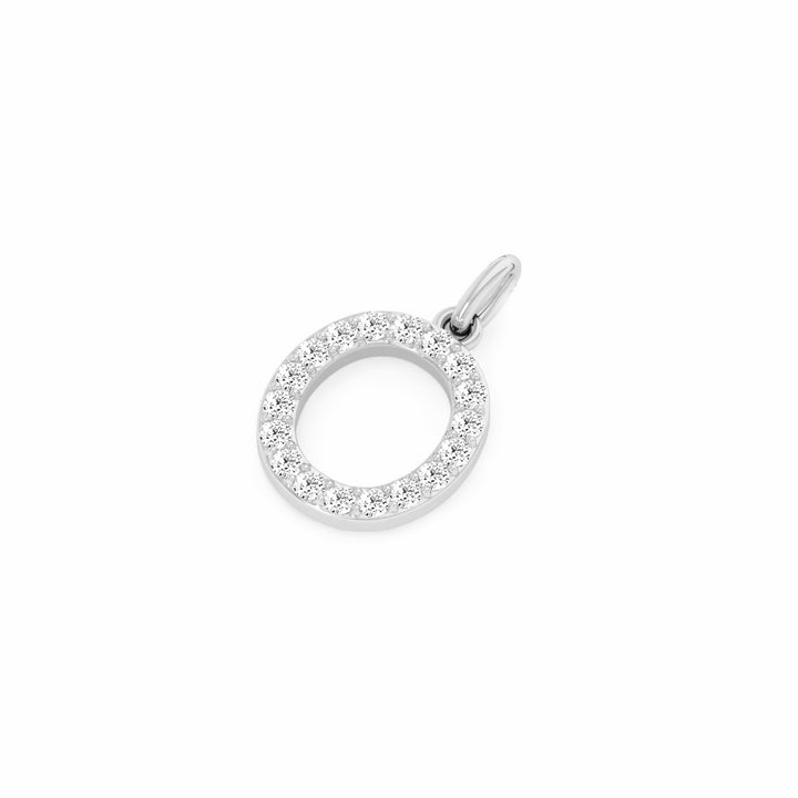 0.08 Cts White Diamond Letter "O" Pendant W/0 Chain in 14K Gold