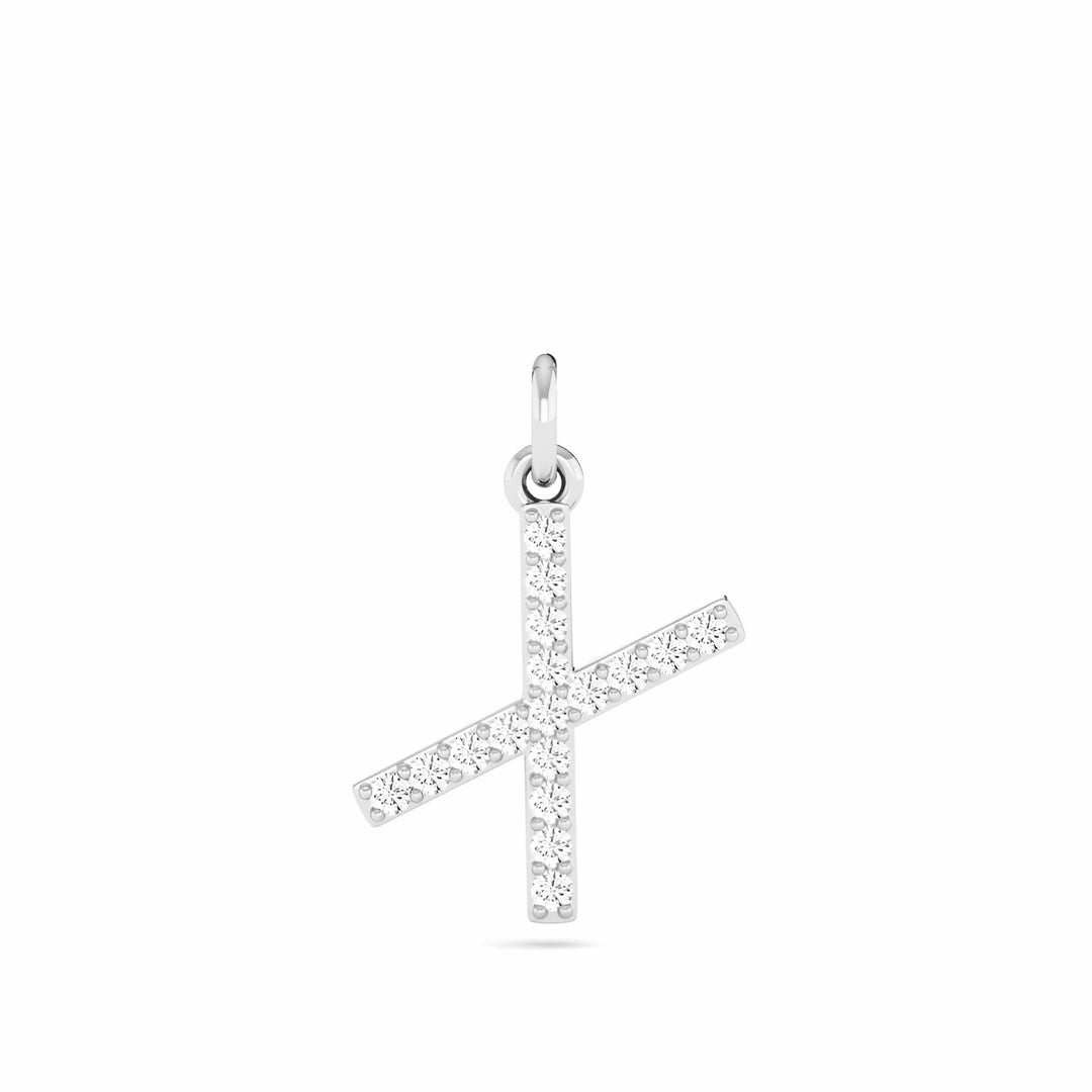 0.08 Cts White Diamond Letter "X" Pendant W/0 Chain in 14K Gold