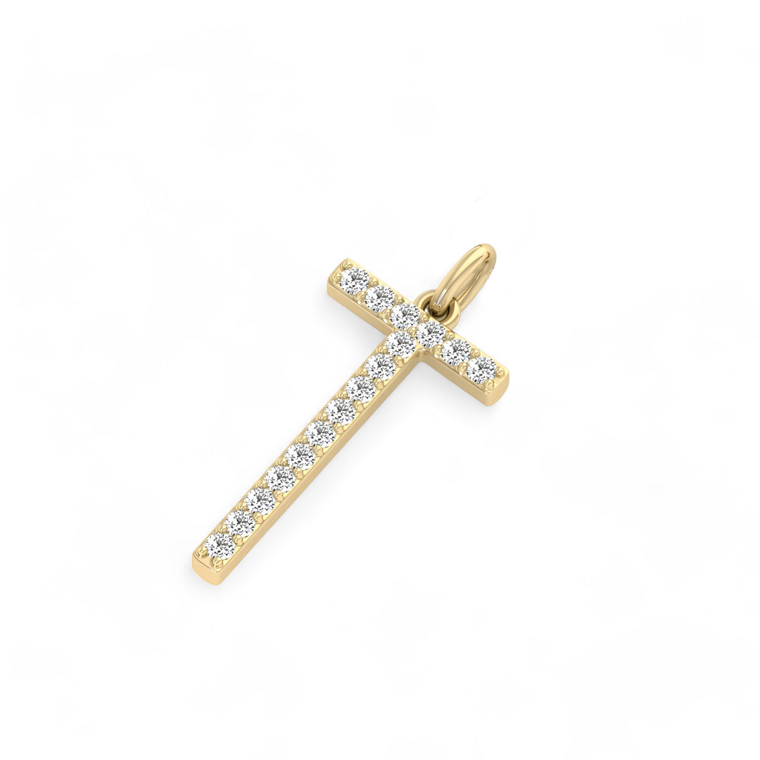 0.08 Cts White Diamond Letter "T" Pendant W/0 Chain in 14K Gold