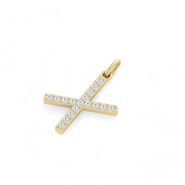 0.08 Cts White Diamond Letter "X" Pendant W/0 Chain in 14K Gold