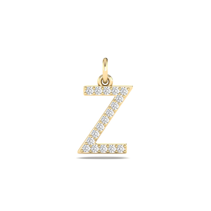 0.08 Cts White Diamond Letter "Z" Pendant W/0 Chain in 14K Gold