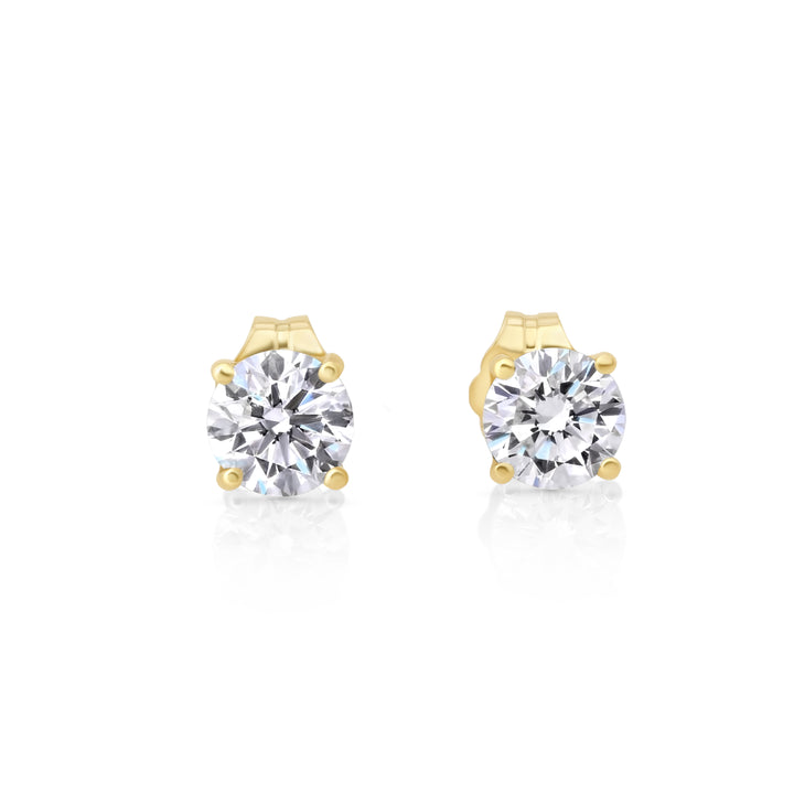 Lab Grown White Diamond Earring in 14K Yellow Gold