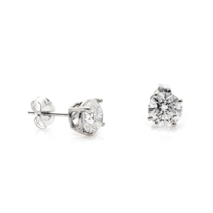 Lab Grown White Diamond Earring in 14K White Gold