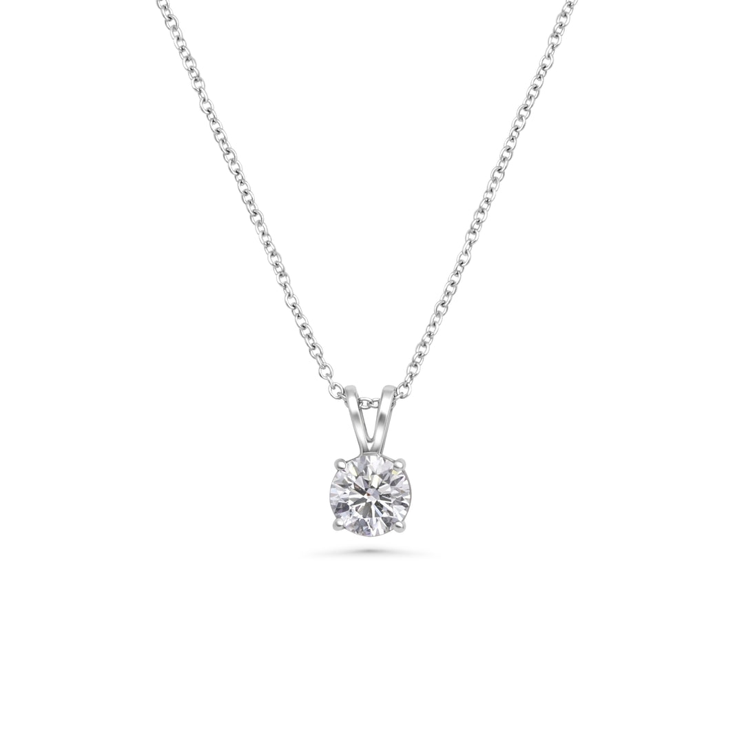 Round Lab Grown Diamond Solitaire Pendant in 14K White Gold