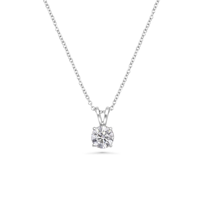 Round Lab Grown Diamond Solitaire Pendant in 14K White Gold