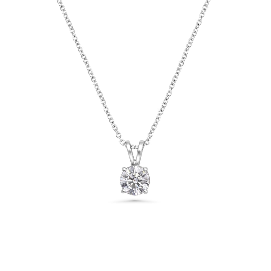 Round Lab Grown Diamond Solitaire Pendant in 14K White Gold