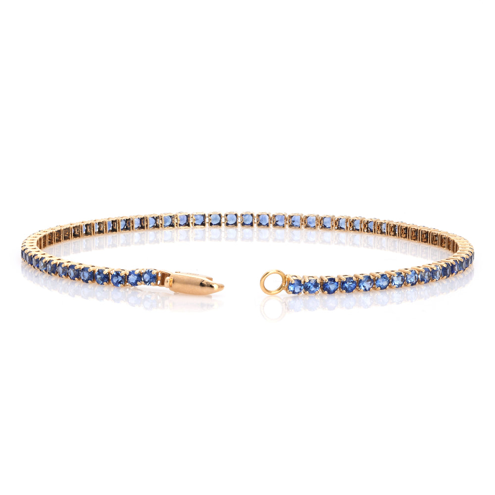 3.37 Cts Blue Sapphire Bracelet in 14K Yellow Gold