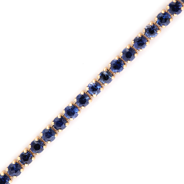 3.37 Cts Blue Sapphire Bracelet in 14K Yellow Gold