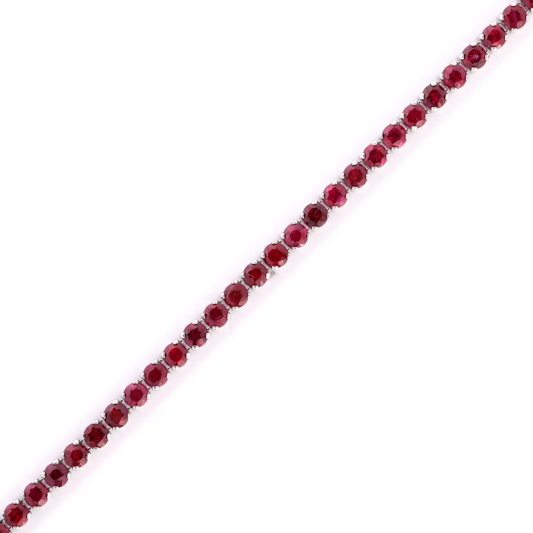 5.83 Cts Ruby Bracelet in 14K White Gold