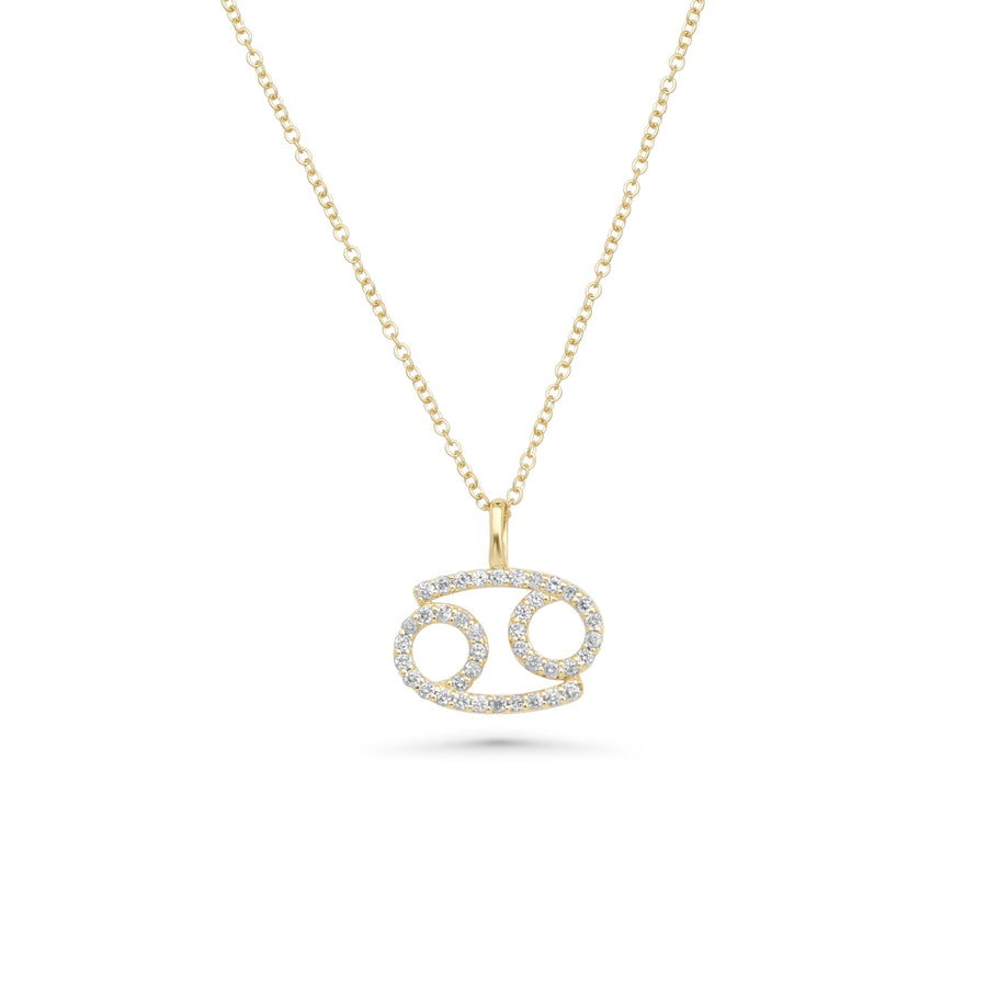 0.16 Cts White Diamond Cancer Pendant in 14K Yellow Gold